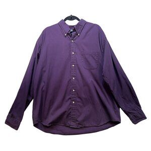 Lands End Mens Button-Down Long Sleeve Cotton Shirt XL 17-17.5 Purple